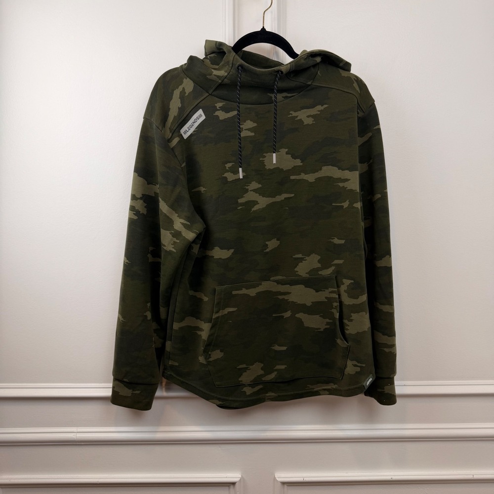 Legends Aviation Hoodie Mens‎ Large Green Camo Scuba Neck Pullover Sweatshirt